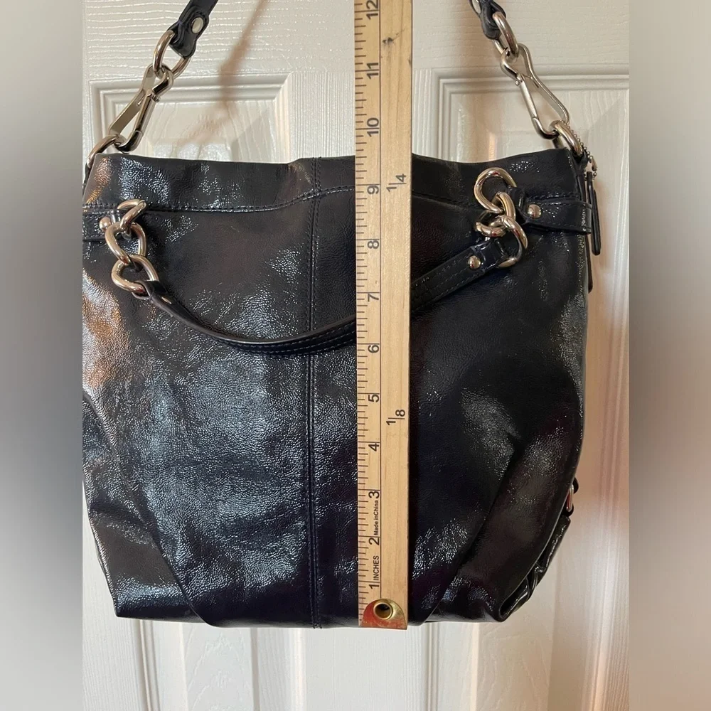 Coach Navy Blue Patent Leather “Brooke” Hobo Handbag